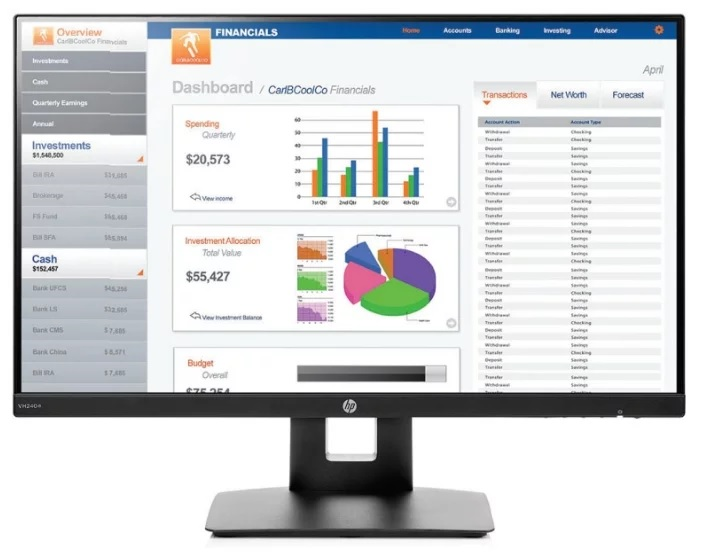 HP VH240a 23,8 Monitor 1920x1080, 16:9, IPS, 250 cd/m2, 1000:1, 5ms, 178°/178°, VGA, HDMI, anti-glare, Black