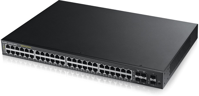 ZyXEL GS1920-48HP Интеллектуальный High Power PoE-коммутатор Gigabit Ethernet с 48 разъемами RJ-45 из которых 4 совмещены с SFP-слотами и 2 дополнительными SFP-слотами'