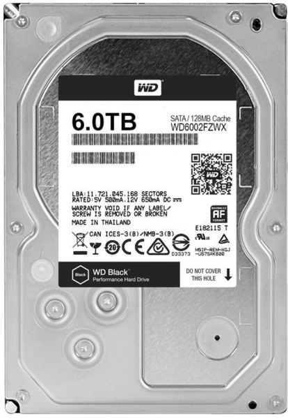 Western Digital HDD SATA-III  6000Gb Black WD6002FZWX, 7200rpm, 128MB  buffer