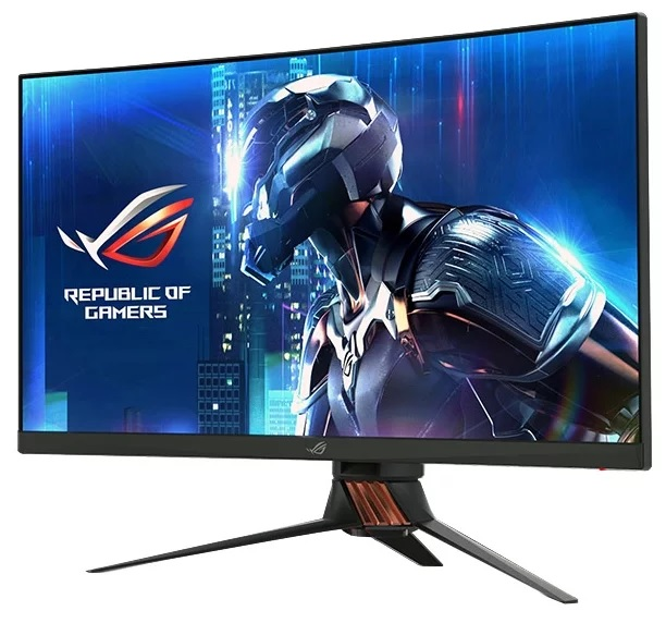 ASUS 27" ROG PG27VQ LED изогнутый, ProGaming, 2560x1440, 1ms, 400cd/m2, 170°/160°, 100Mln:1, 165Hz, HDMI, DisplayPort, USB, Tilt, Swivel, рег. по высоте, подсветка Aura, Armor Titanium