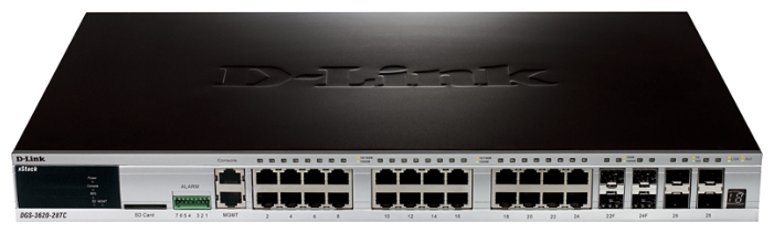 D-Link DGS-3620-28TC/B1AEI, L3 Stackable Managed Gigabit Switch with 20 10/100/1000Base-T ports + 4 Combo ports 10/100/1000Base-T/SFP and 4 10G SFP+ ports