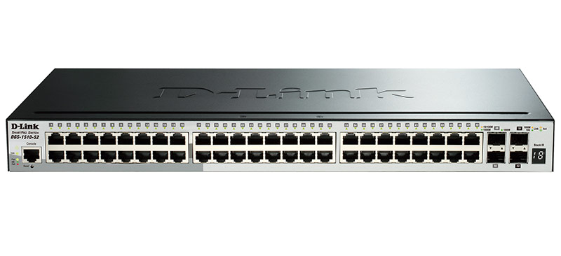 D-Link DGS-1510-52/A1A, Gigabit Stackable SmartPro Switch with 48 10/100/1000Base-T ports, 2 Gigabit SFP, 2 10G SFP+  ports