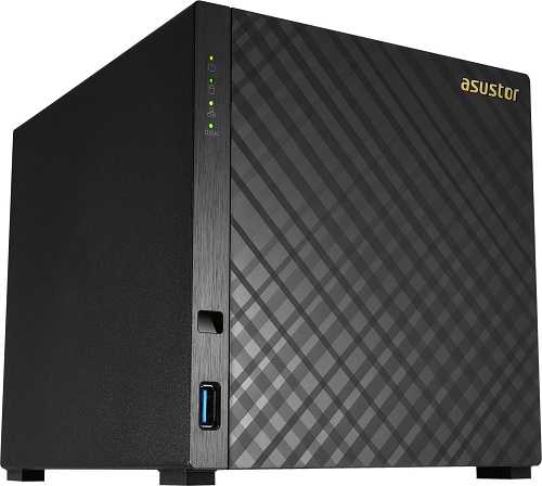 ASUSTOR AS1004T 4-Bay NAS/CPU (2Core)/512MBDDR3/noHDD,LFF(HDD,SSD)/1x1GbE(LAN)/2xUSB3.0/4ip camera license ; 90IX00K1-BW3S10