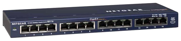 NETGEAR 16-портовый 10/100/1000 Мбит/с коммутатор с внешним блоком питания и функциями энергосбережения