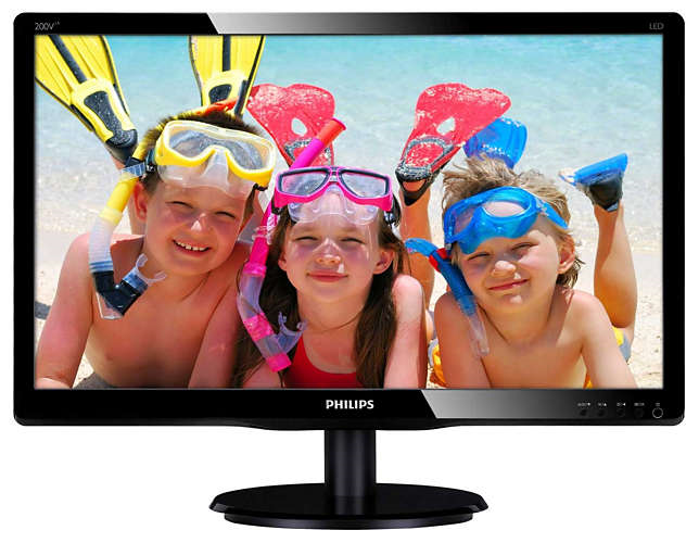 19,5" Philips 200V4LAB2 1600x900 TN LED 16:9 5ms VGA DVI-D 10M:1 90/65 200cd SpeakersBlack