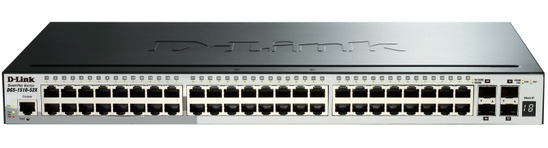 D-Link DGS-1510-52X/A1A, Gigabit Stackable SmartPro Switch with 48 10/100/1000Base-T ports, 4 10G SFP+  ports
