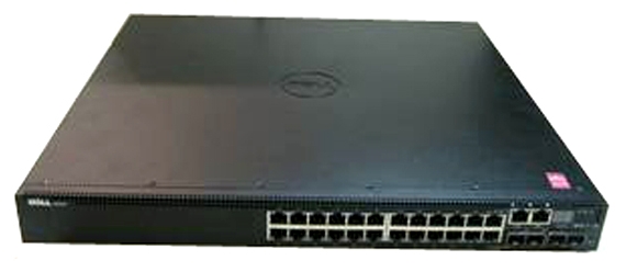 DELL Networking N3024, ур. 3, 24x1GbE, 2 комб.порта, 2 фикс.порта SFP+ 10GbE, объед. в стек, возд.поток от панели вв-выв к ИП, ИП перем.тока, 3YPSNBD