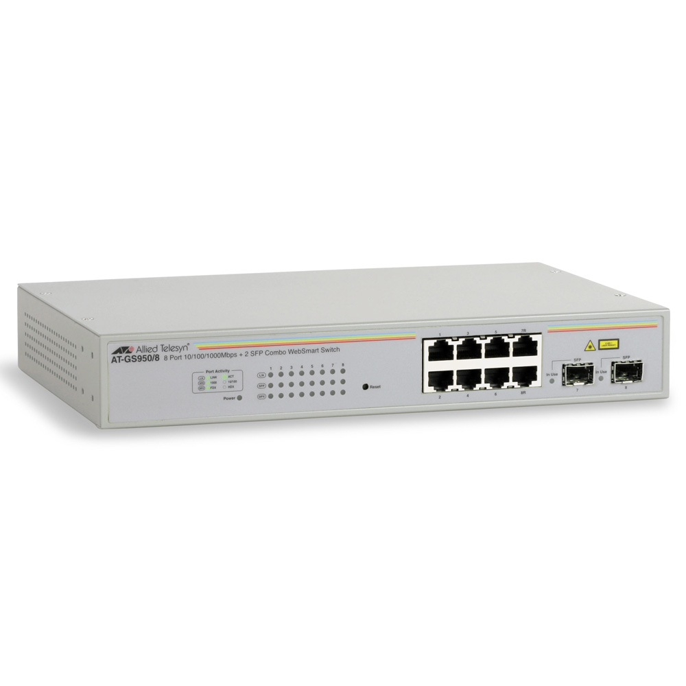 Allied Telesis 8 port 10/100/1000TX WebSmar switch with 2 SFP bays