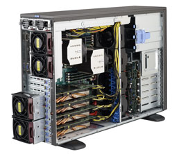 Supermicro SuperWorkstation GPU 4U 7048GR-TR no CPU(2) E5-2600v3/v4 no memory(16)/ on board RAID 0/1/5/10/ no HDD(8)LFF/ 1 HDD Fixed/ 2xGE/ 7x PCI-E/ 2x2000W/ Backplane 8xSATA/SAS