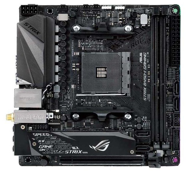 ASUS ROG STRIX B450-I GAMING, B450, 2*DDR4, HDMI, SATA3 + RAID, Audio, Gb LAN, USB 3.1*8, USB 2.0*2, mIATX ; 90MB0Z50-M0EAY0