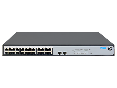 HPE  1420 24G 2SFP+ Switch (24 ports 10/100/1000 + 2 SFP+ 1G/10G, unmanaged, fanless, 19")