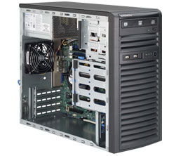 Supermicro SuperServer Mid-Tower 5039D-i CPU(1) E3-1200v5/ noHS/ no memory(4)/ on board RAID 0/1/5/10/ internalHDD(4)LFF/ 2xGE/ 3xFH/ 1x300W Gold/ no Backplane