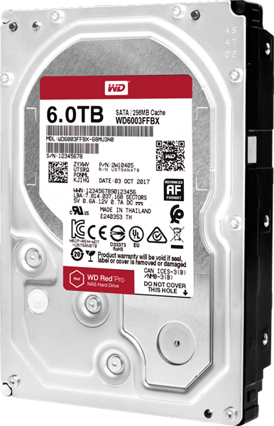 Western Digital HDD SATA-III  6000Gb Red PRO for NAS WD6003FFBX, 7200rpm, 256MB buffer