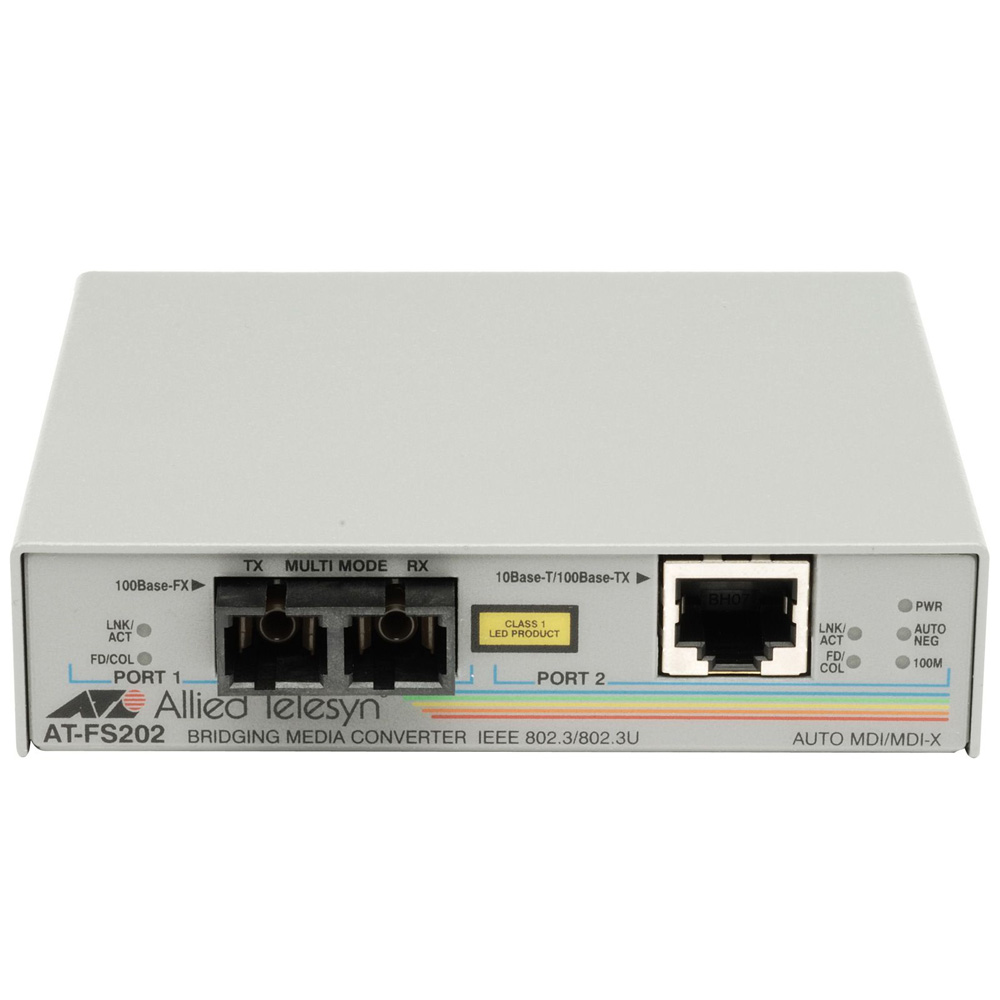 Allied Telesis 10/100TX (RJ-45) to 100FX (SC) 2 port unmanaged switch