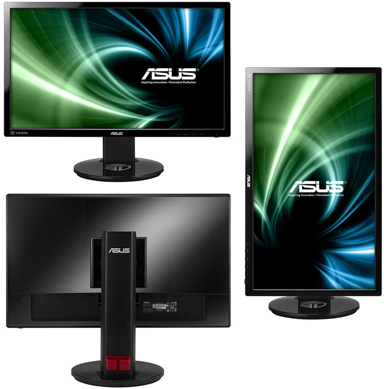 ASUS 24" VG248QE LED, 3D Vision, ProGaming, 1920x1080, 1ms, 350cd/m2, 170°/160°, 80Mln:1, 144Hz, DVI, HDMI, DisplayPort, колонки, Tilt, Swivel, Pivot, регул. по высоте, VESA, Black, 90LMGG001Q022B1C