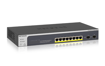 NETGEAR Управляемый гигабитный Smart-коммутатор на 8GE+2SFP портов (из них 8GE портов с PoE+) , PoE бюджет до 75 Вт