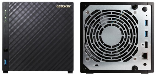 ASUSTOR AS3104T 4-Bay NAS/MPl/Cel 2,16Ghz(2Core)/2GBDDR3/noHDD,LFF(HDD,SSD),/1x1GbE(LAN)/3xUSB3.0,HDMI1.4b/4ip camera license ; 90IX00P1-BW3S10