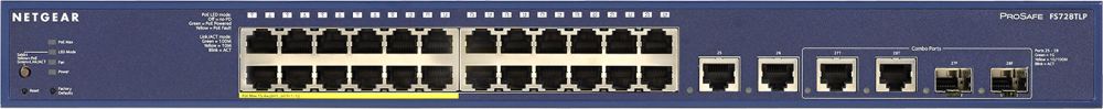 NETGEAR Управляемый Smart-коммутатор на 24FE+2GE+2SFP(Combo) портов (из них 12FE порта с PoE), PoE бюджет до 100 Вт