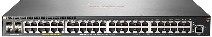 Aruba 2540 48G PoE+ 4SFP+ Switch (48x10/100/1000 PoE+ RJ-45 + 4x1/10G SFP+, Managed, L2, 19")