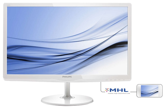 23,6" Philips 247E6EDAW IPS-ADS 1920x1080 16:9 5ms VGA DVI MHL-HDMI 20M:1 178/178 250cd Speakers White.