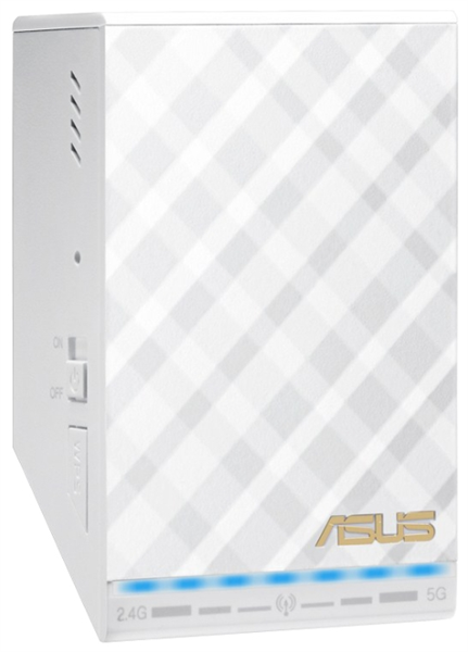 ASUS RP-AC52 // WI-FI репитер, 802.11n + 802.11 ac, до 300 + 433Мбит/c, 2,4 + 5 гГц, LAN ; 90IG00T0-BM0N10