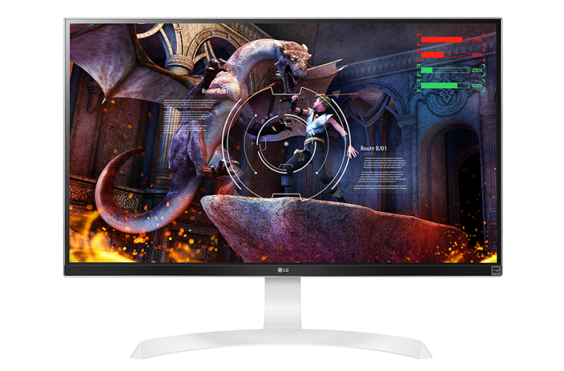 LG 27" 27UD69P-W IPS LED 4K, 3840x2160, 5ms, 300cd/m2, Mega DCR, 178°/178°, 2*HDMI, DisplayPort, VESA, Headph.Out, Tilt, Pivot, регулировка по высоте, White+Silver
