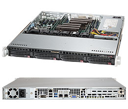 Supermicro SuperServer 1U 6018R-MT no CPU(2) E5-2600v3/v4 no memory(8)/ on board C612 RAID 0/1/5/10/ no HDD(4)LFF/ 2xGE/ 1xFH/ 1x480W Platinum/ Backplane 4xSATA/SAS