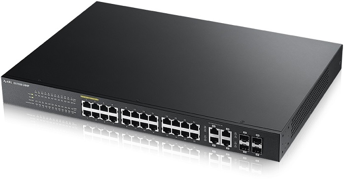 ZyXEL GS1920-24HP, 28-port GbE L2 PoE+ Smart Switch, 802.3at, 375 Watt