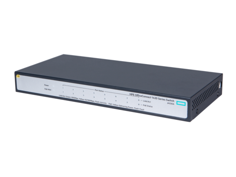 HPE 1420 8G PoE+ (64W) Switch (8 ports 10/100/1000 PoE+, unmanaged, fanless)