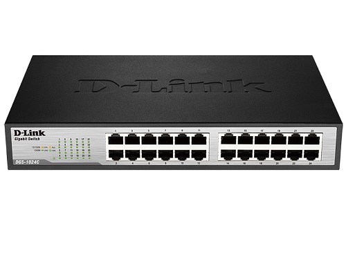 D-Link DGS-1024C/A1A, 24-port UTP 10/100/1000Mbps Auto-sensing, Stand-alone, Unmanaged