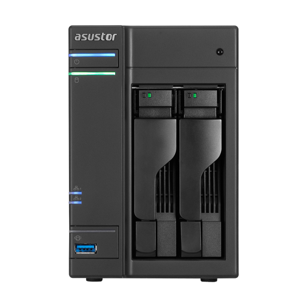 ASUSTOR AS6302T 2-Bay NAS/Media player/Intel Celeron J3355 2.0GHz up to 2.5GHz (Dual-Core ), 2GB SO-DIMM DDR3L, noHDD(HDD,SSD),/2x1GbE(LAN)/3xUSB3.0,HDMI/4ip camera license ; 90IX0131-BW3S10