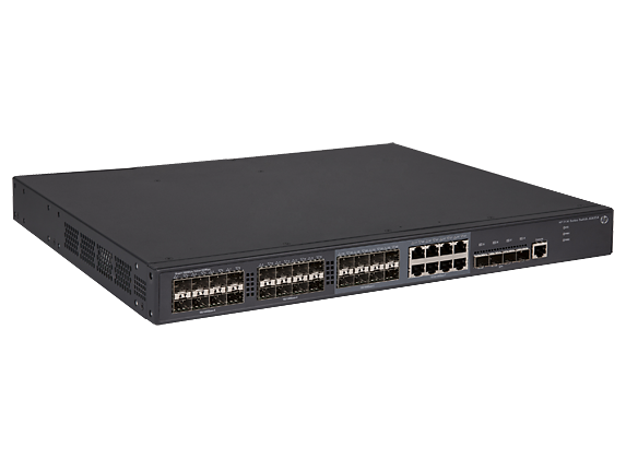 HPE 5130 24G SFP 4SFP+ EI Switch (16x100/1000 SFP + 8x100/1000 SFP or RJ-45 + 4x1/10G SFP+, Managed static L3, Stacking, IRF, 2 p/s slots, no p/s incl, 19')