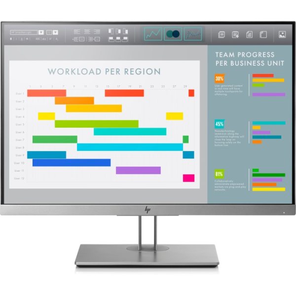 HP EliteDisplay E243i LED 24 Monitor 1920x1200, 16:10, IPS, 300 cd/m2, 1000:1, 5ms, 178°/178°,VGA,DisplayPort,HDMI,USB 3.0x3, EPEAT gold, Black&Silver