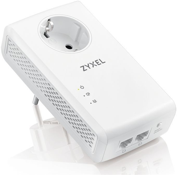 Zyxel PLA5456 со встроенной розеткой, AV2000 (до 1800Мбит/с), 2xLAN GE