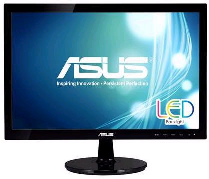 ASUS 18.5" VS197DE LED, 1366x768, 5ms, 200cd/m2, 90°/65°, 50M:1,D-Sub, регулировка наклона, Black, 90LMF1001T02201C-
