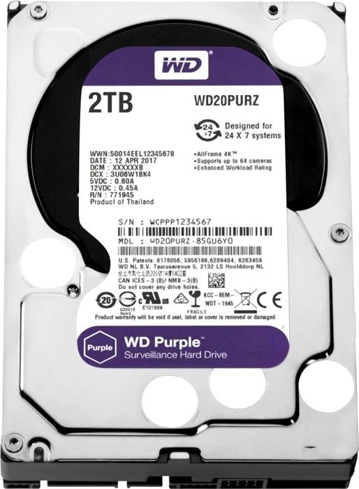 Western Digital HDD SATA-III  2000Gb Purple WD20PURZ, IntelliPower, 64MB buffer (DV&NVR)