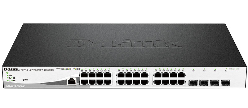 D-Link DGS-1210-28P/ME/A1A, Managed Gigabit Switch with 24 10/100/1000Base-T PoE + 4 SFP Ports
