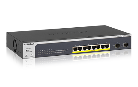NETGEAR Управляемый гигабитный Smart-коммутатор на 8GE+2SFP портов (из них 8GE портов с PoE+) , PoE бюджет до 190 Вт