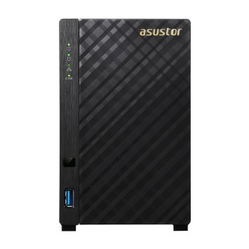ASUSTOR AS1002T 2-Bay NAS/CPU (2Core)/512MBDDR3/noHDD,LFF(HDD,SSD)/1x1GbE(LAN)/2xUSB3.0/4ip camera license ; 90IX00L1-BW3S10