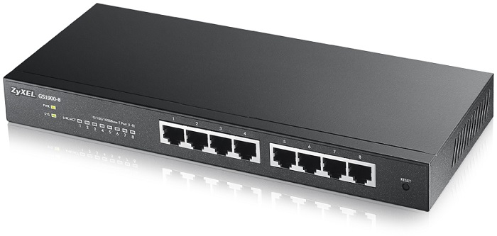 ZyXEL GS1900-8, 8 port GbE L2 smart switch, desktop, fanless