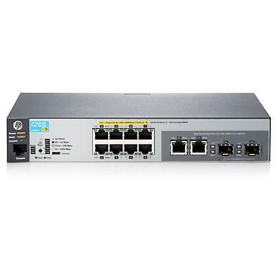 Aruba 2530 8G PoE+ Switch (8 x 10/100/1000 + 2 x SFP or 10/100/1000, Managed, L2, virtual stacking, PoE+ 67W, 19")