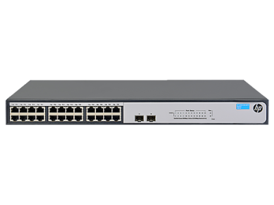 HPE  1420 24G 2SFP Switch (24 ports 10/100/1000 + 2 SFP 100/1000, unmanaged, fanless, 19")(repl. for J9561A)