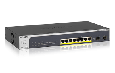 NETGEAR Управляемый гигабитный Smart-коммутатор на 8GE+2SFP портов (из них 8GE портов с PoE+) , PoE бюджет до 190 Вт