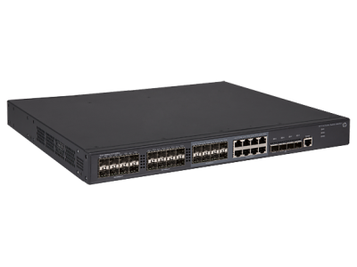 HPE 5130 24G SFP 4SFP+ EI Switch (16x100/1000 SFP + 8x100/1000 SFP or RJ-45 + 4x1/10G SFP+, Managed static L3, Stacking, IRF, 2 p/s slots, no p/s incl, 19')