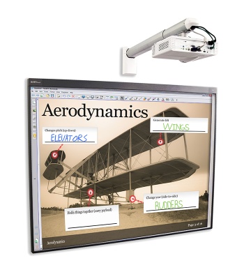 SMART Board SB480 (диагональ 77" (195.6 cm), формат 4:3, технология DVIT, питание USB, ПО SMART Notebook 2016, проектор SMART (DLP, короткофокусный), настенное крепление