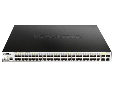 D-Link DGS-1210-52MPP/ME/B1A, L2 Managed Switch with 48 10/100/1000Base-T ports and 4 1000Base-X SFP ports  (48 PoE ports 802.3af/802.3at (30 W), PoE Budget 740 W). 16K Mac address, 802.3x Flow Contro