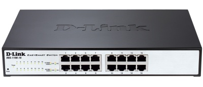D-Link DGS-1100-16/B2A, 16-port 10/100/1000Base-T Smart switch 16-port 10/100/1000Base-T Metro Ethernet Switch 802.3x Flow Control, 802.3ad Link Aggregation, PortMirroring,  802.1Q VLAN up to 128, VID