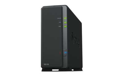 Synology DS118 DC1,4GhzCPU/1Gb/upto 1HDD SATA(3,5'')/2xUSB3.0/1GigEth/iSCSI/2xIPcam(upto 15)/1xPS repl DS116