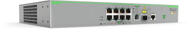 Allied Telesis 8 x 10/100T POE+ ports and 1 x combo ports (100/1000X SFP or 10/100/1000T Copper), Fixed AC power supply, EU Power Cord