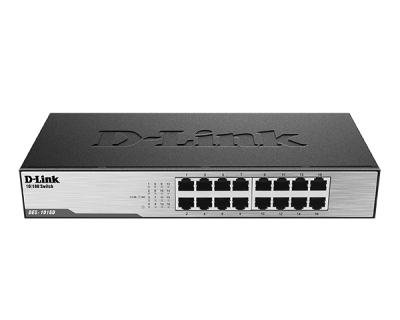 D-Link DES-1016D/H1A, L2 Unmanaged Switch with 16 10/100Base-TX ports.8K Mac address, Auto-sensing, 802.3x Flow Control, Stand-alone, Auto MDI/MDI-X for each port, D-Link Green technology, Metal case